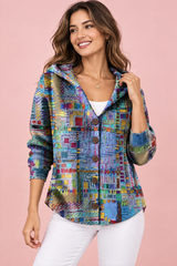 Blue Floral Hooded Cardigan