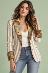 Off White Fitted Striped Blazer
