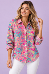 Floral Print Pink Shirt