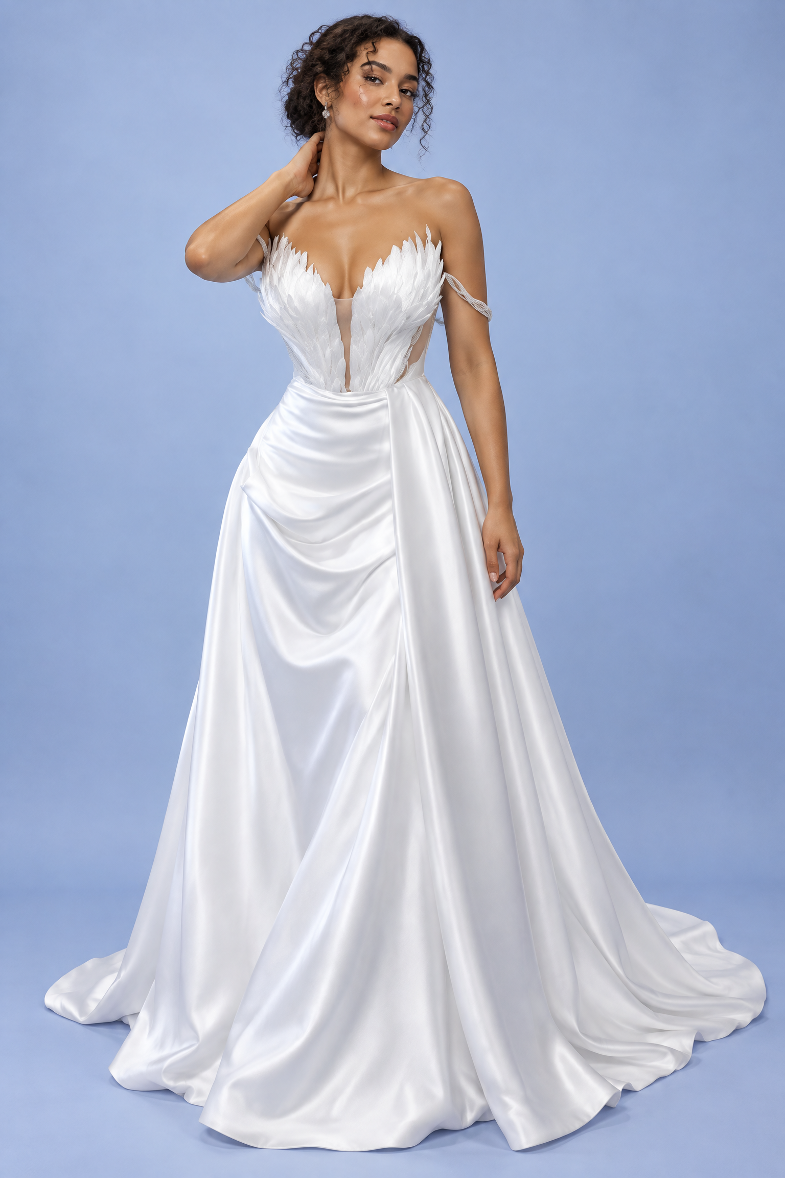 Robe longue bustier froncée blanche | Vue de face | Lounelle Paris