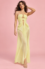 Yellow Asymmetric Cut-Out Maxi Dress