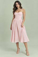 Pink Bustier Midi Dress
