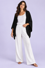 Relaxed Black Open-Front Cardigan