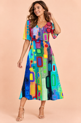 Blue V-Neck Maxi Dress