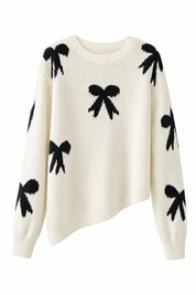 Pull blanc cassé motifs nœuds | Lounelle Paris