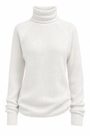 Pull blanc col roulé côtelé | Lounelle Paris