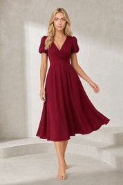 Robe col V croisé manches bouffantes | Lounelle Paris