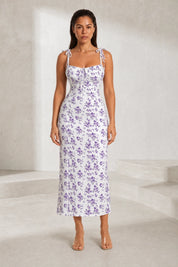 Robe fleurie ajustée dos ouvert | Lounelle Paris