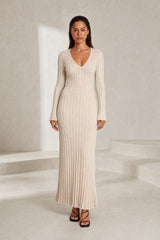 Robe longue abricot col V