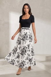 Robe longue bicolore col carré | Lounelle Paris