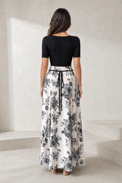 Robe longue bicolore col carré | Lounelle Paris