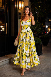 Robe longue blanche imprimée à bretelles | Deuxième photo lifestyle | Lounelle Paris