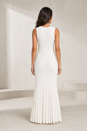 Robe longue blanche plissée col V | Lounelle Paris