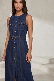 Robe longue bleu foncé sans manches | Lounelle Paris