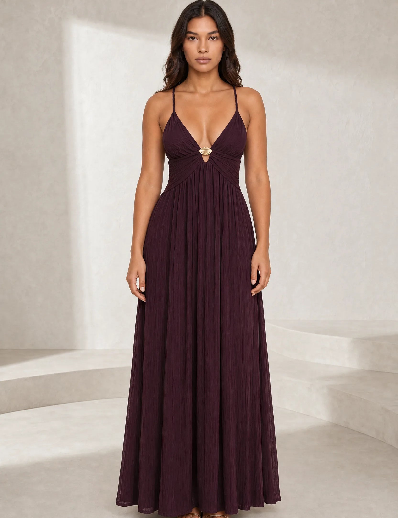 Robe longue bordeaux dos nu | Lounelle Paris