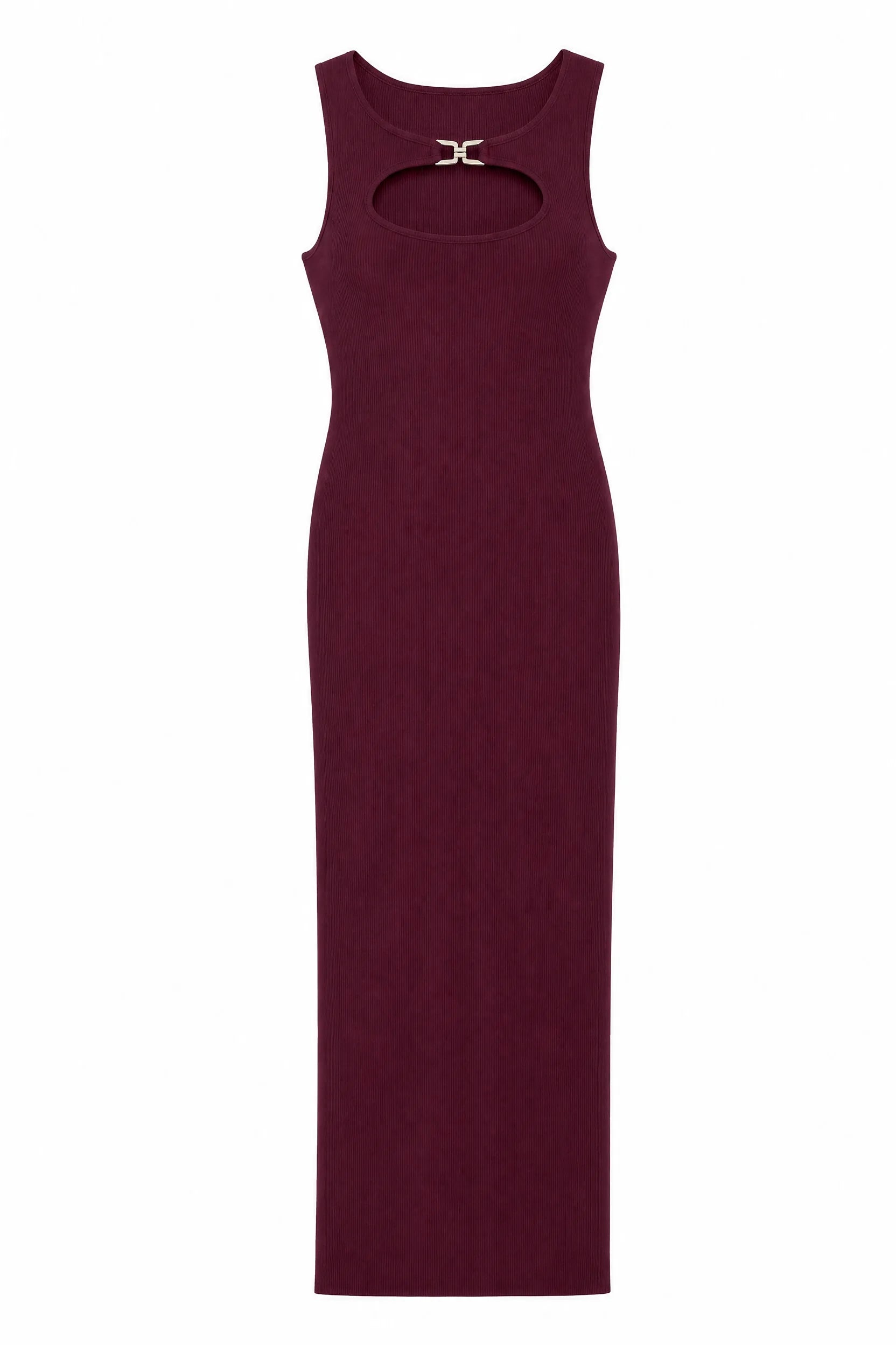 Robe longue bordeaux en maille côtelée | Lounelle Paris