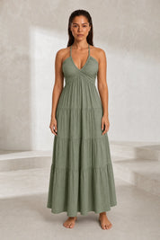 Robe longue col halter dos nu | Lounelle Paris