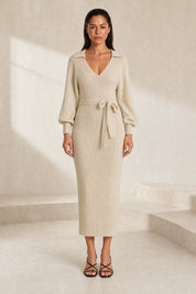 Robe longue col V manches ballon | Lounelle Paris