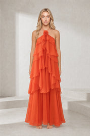 Robe longue dos nu à volants | Lounelle Paris