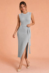 Sleeveless Knit Maxi Dress with Side Slit