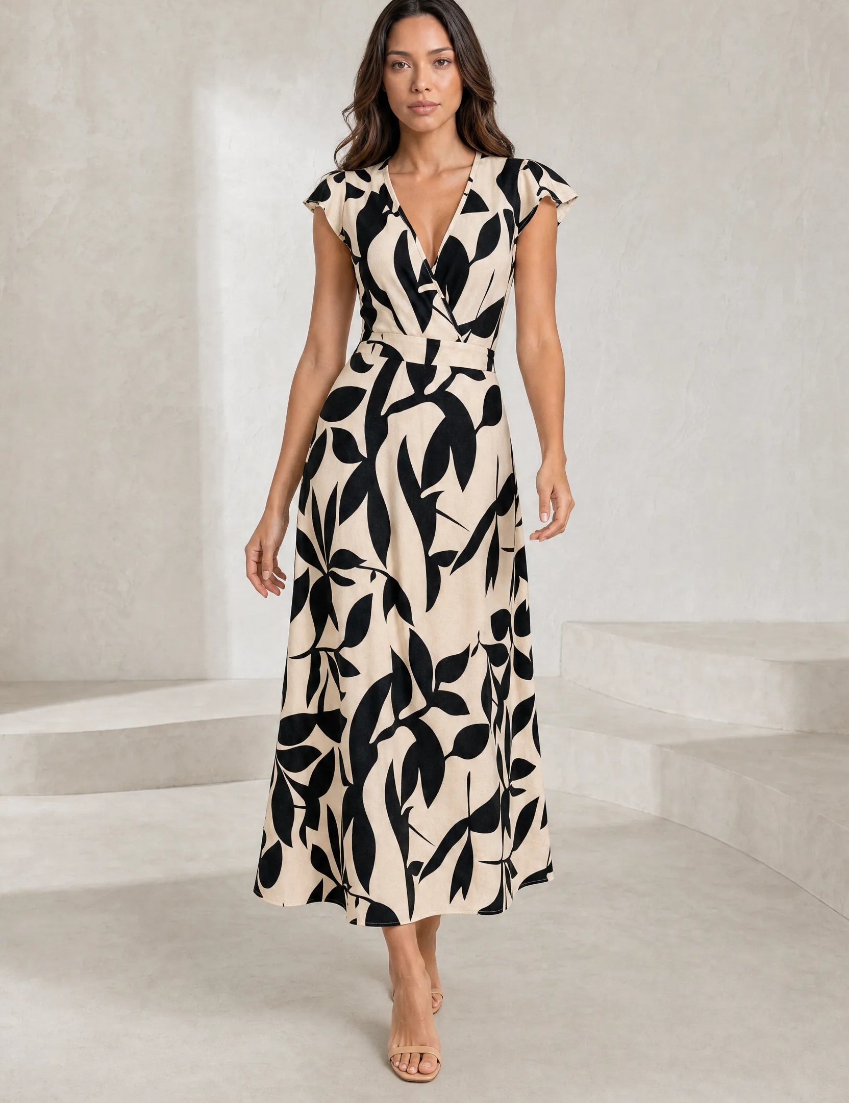 Robe longue imprimée col V | Lounelle Paris