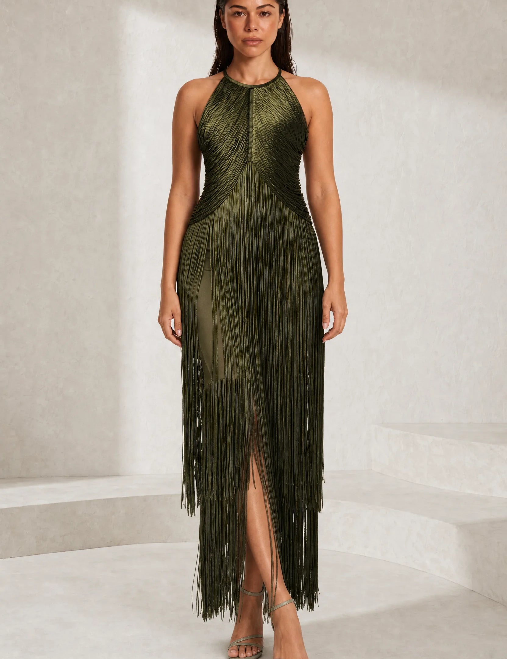 Robe longue licou à franges | Lounelle Paris