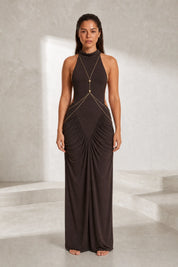 Robe longue marron col licou | Lounelle Paris
