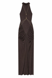 Robe longue marron col licou | Lounelle Paris