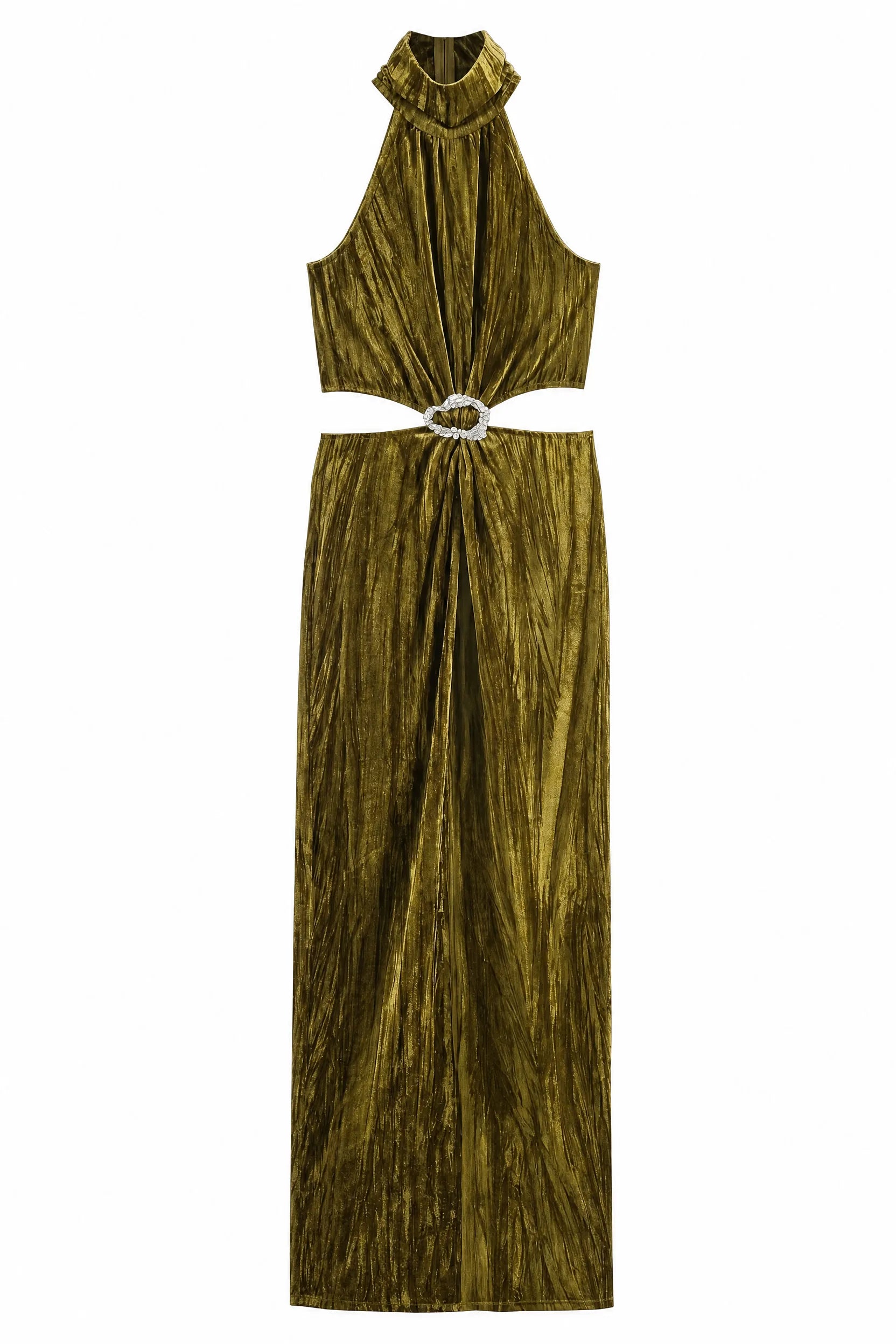 Robe longue or olive dos ouvert | Lounelle Paris