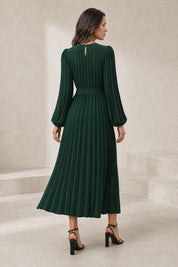 Robe longue plissée à manches bouffantes | Lounelle Paris
