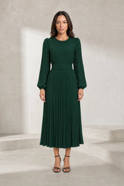 Robe longue plissée à manches bouffantes | Lounelle Paris