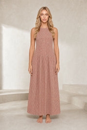 Robe longue vichy smockée | Lounelle Paris