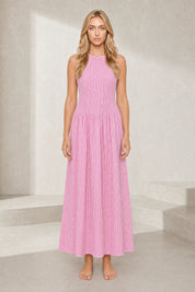 Robe longue vichy smockée | Lounelle Paris