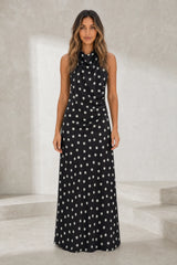 Robe noire à pois col halter