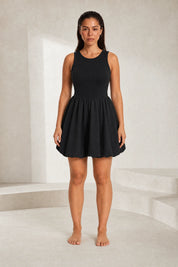 Robe noire dos nu trapèze | Lounelle Paris