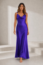 Robe violette satinée dos nu | Lounelle Paris