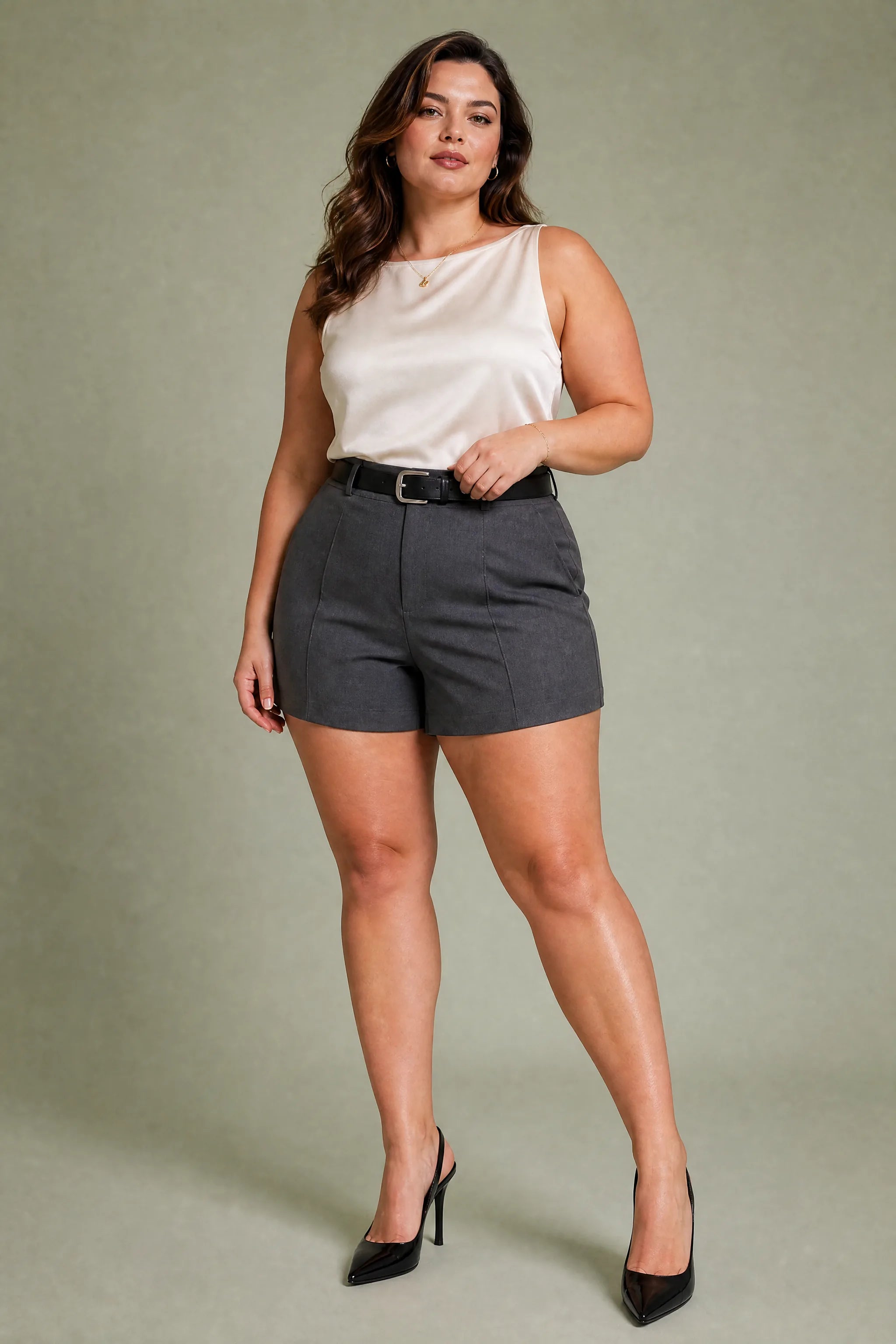 Short ample taille haute | Porté sur une silhouette plus ronde | Lounelle Paris