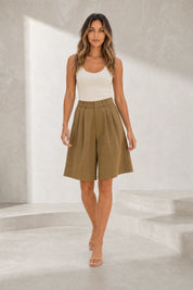 Short brun ample à plis | Lounelle Paris