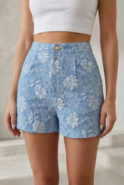 Short jacquard floral taille haute | Lounelle Paris