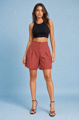 High-Waisted Pleated Shorts