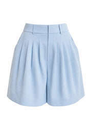 Short tailleur bleu clair plissé taille haute | Lounelle Paris