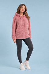Oversized Fuzzy Geometric-Jacquard Hoodie