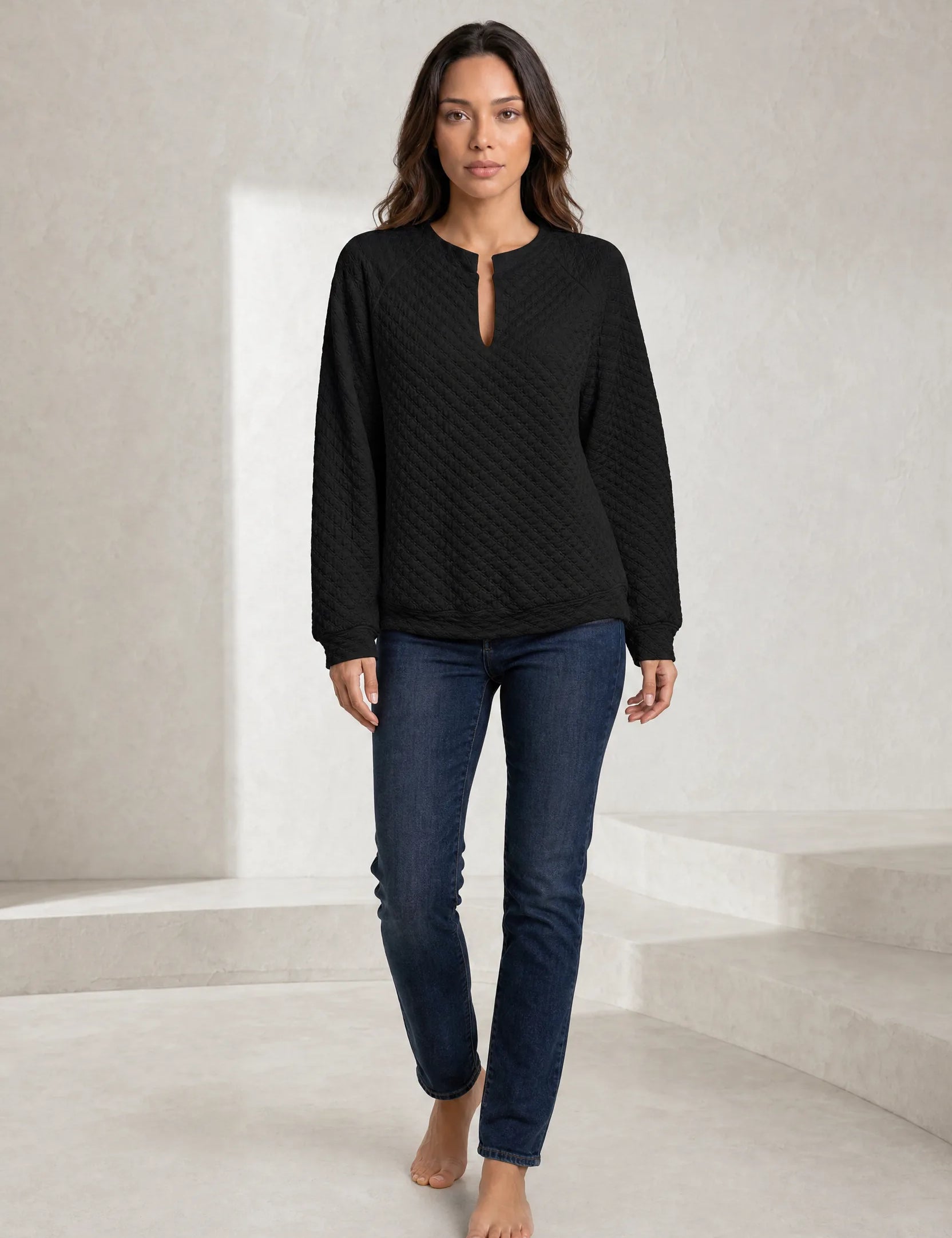 Sweat matelassé col fendu | Lounelle Paris