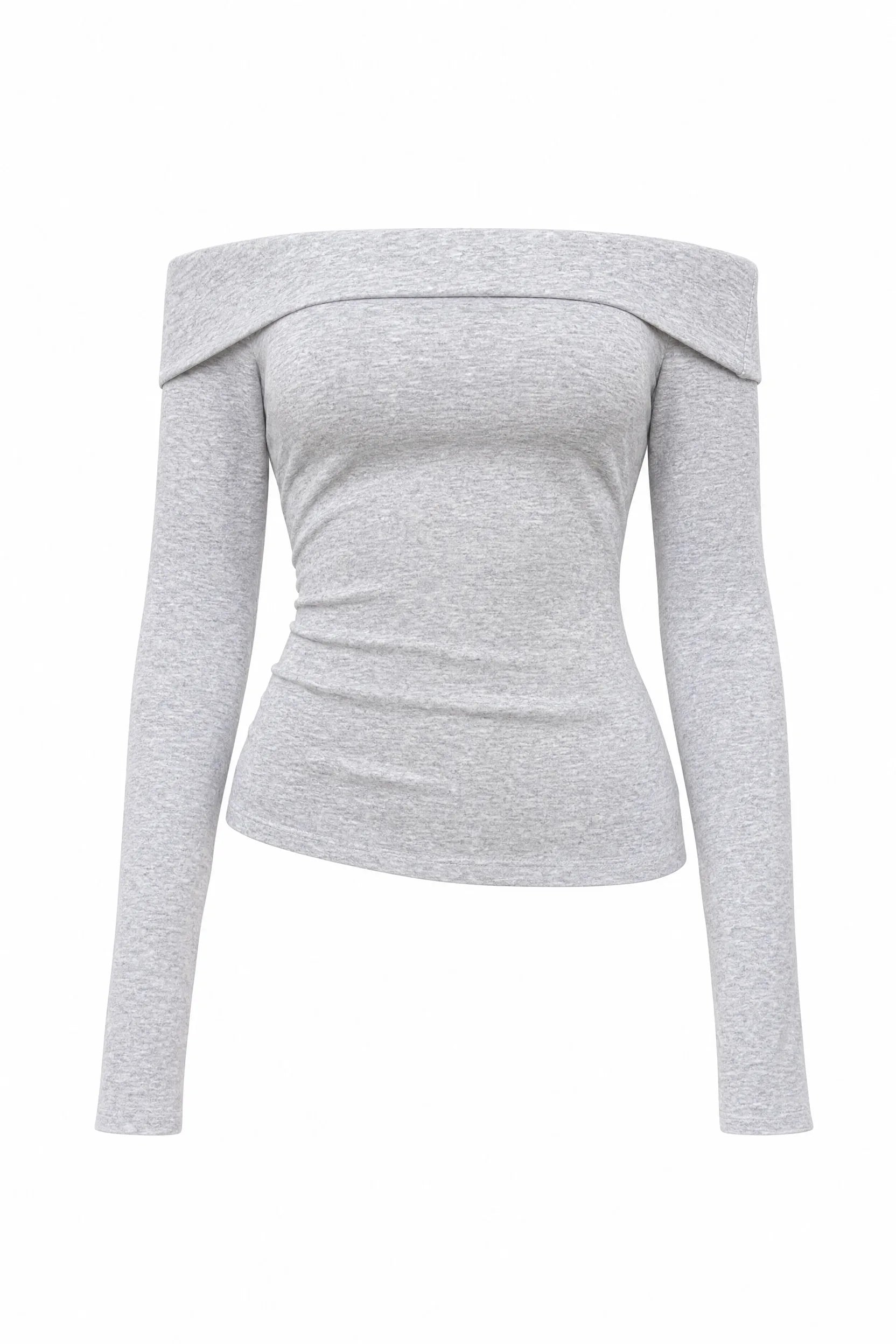Top gris clair épaules dénudées manches longues | Lounelle Paris