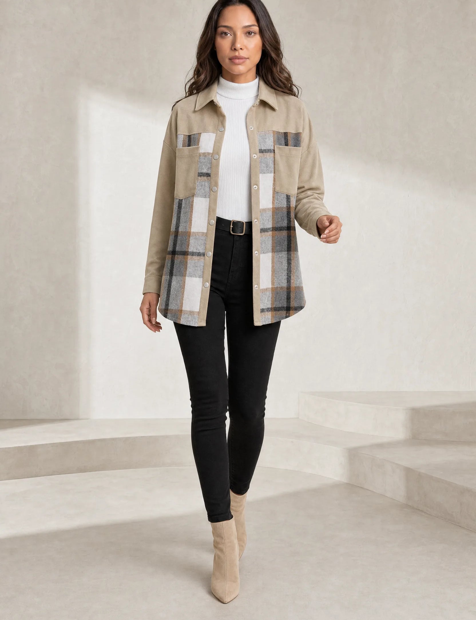 Veste chemise ample à carreaux à carreaux | Lounelle Paris