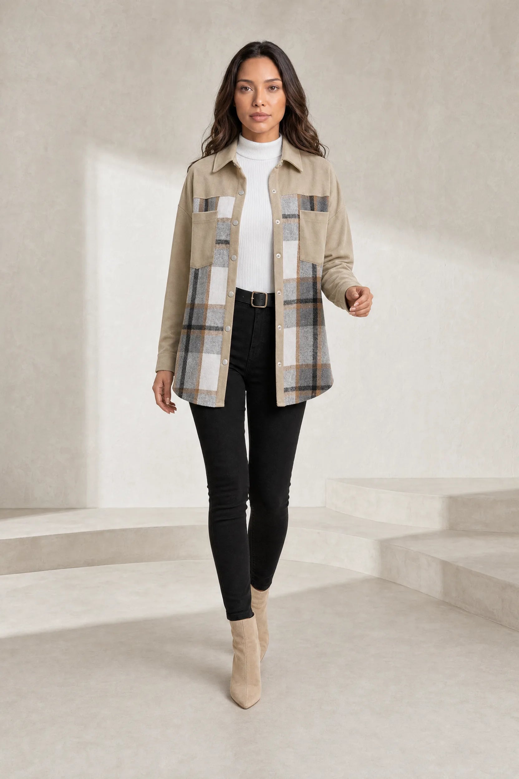Veste chemise ample à carreaux à carreaux | Lounelle Paris