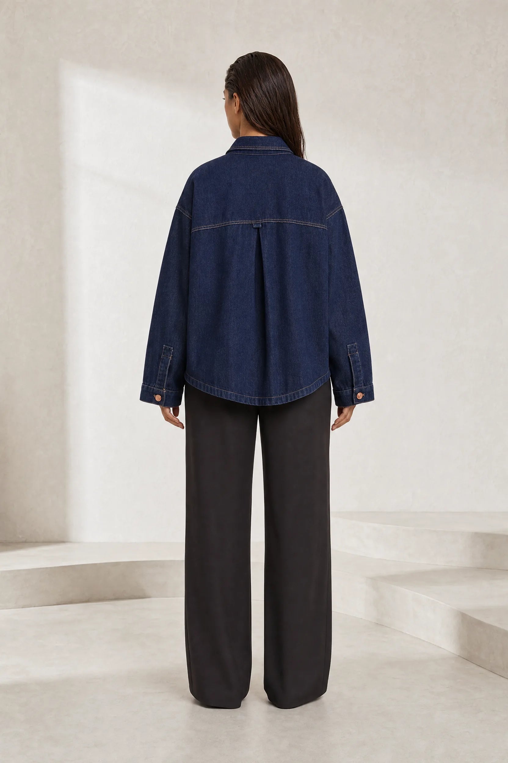 Veste en jean bleu foncé ample | Lounelle Paris