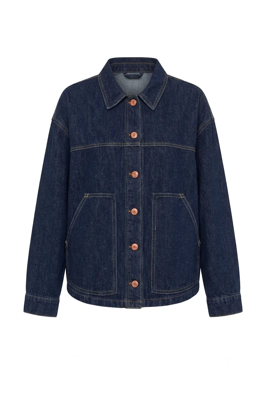 Veste en jean bleu foncé ample | Lounelle Paris