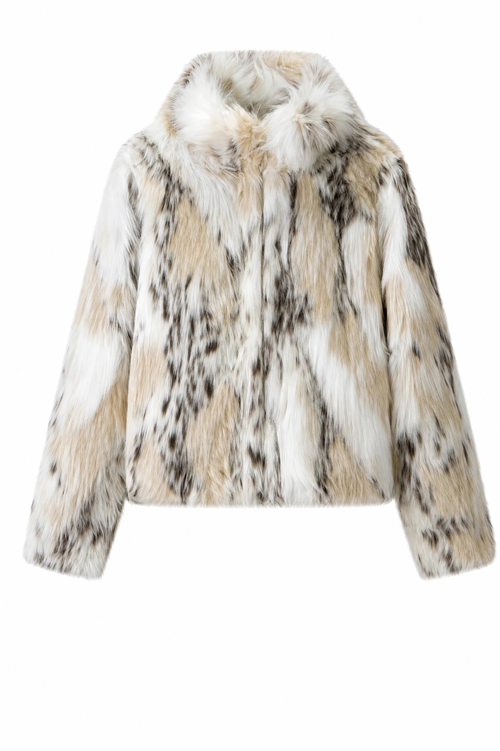Veste fausse fourrure écru mouchetée | Lounelle Paris