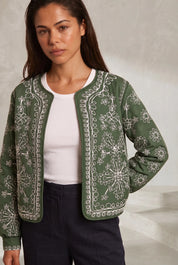 Veste matelassée verte imprimée | Lounelle Paris